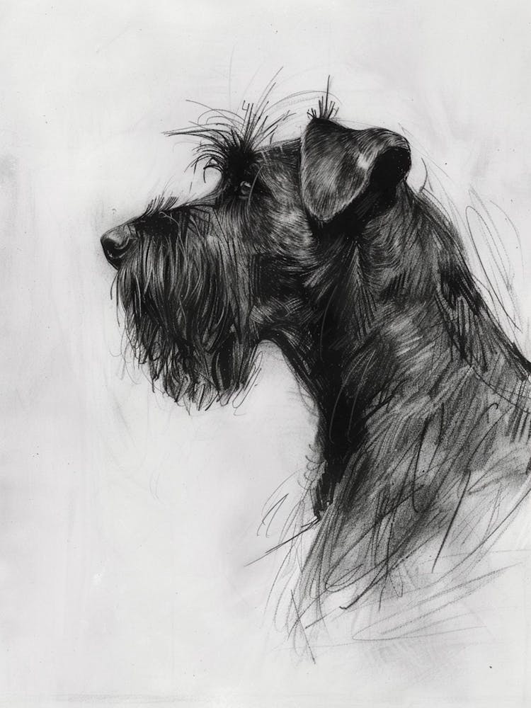 Briard Dog Charcoal Line 3