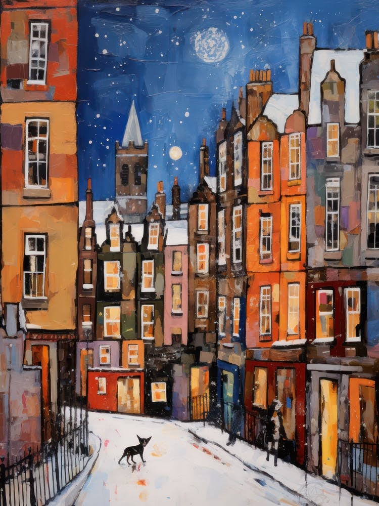 Cat In The Streets Of Edinburgh   Scotland With Snow 2