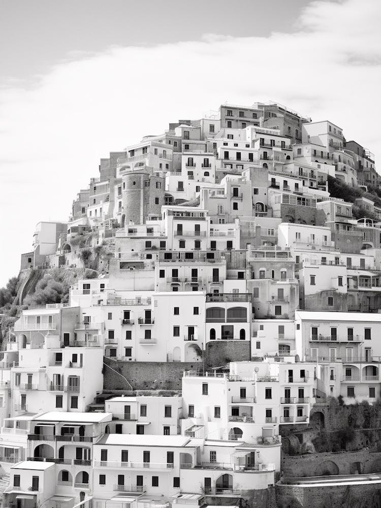 Positano, Italy, Black And White Photography 2