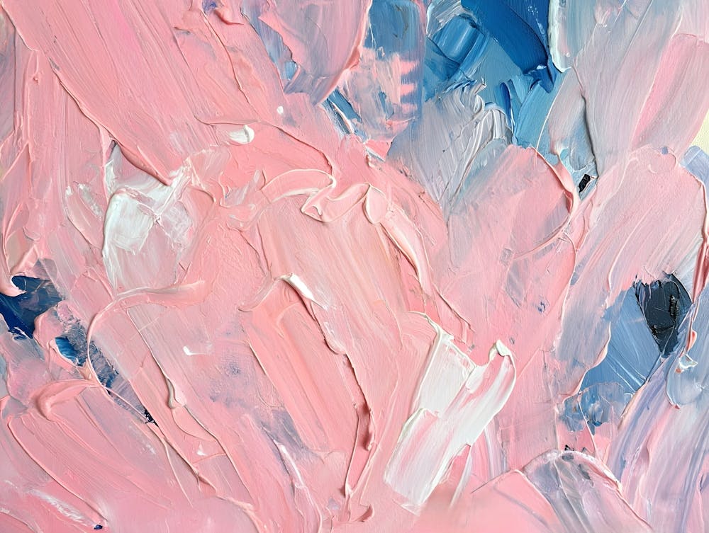 Textured Impasto - Abstract Pink and Blue Painting