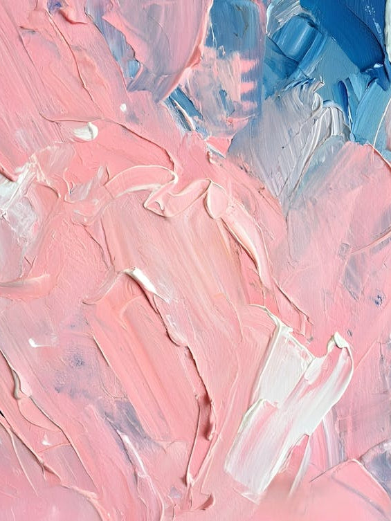Textured Impasto - Abstract Pink and Blue Painting