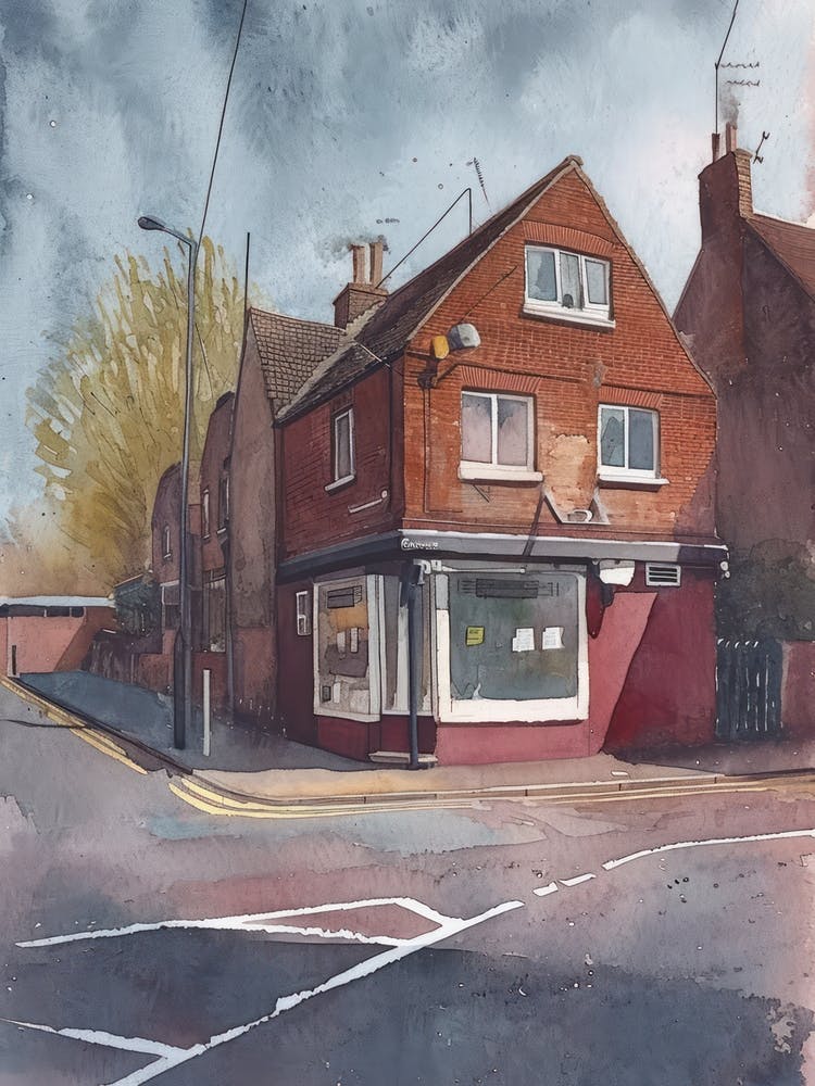 Barnet London Borough   Street Watercolour 1