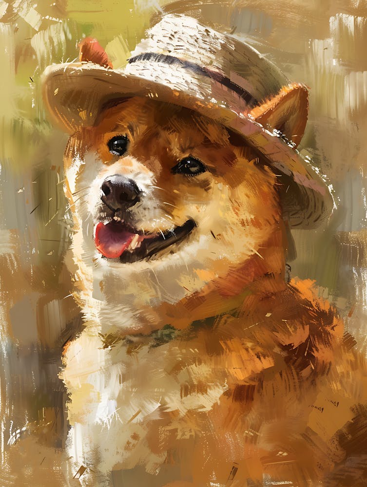 Ölgemälde Lächelnder Shiba Inu 24