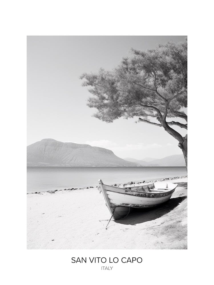 Poster Of San Vito Lo Capo, Italy, Black And White Photo 1