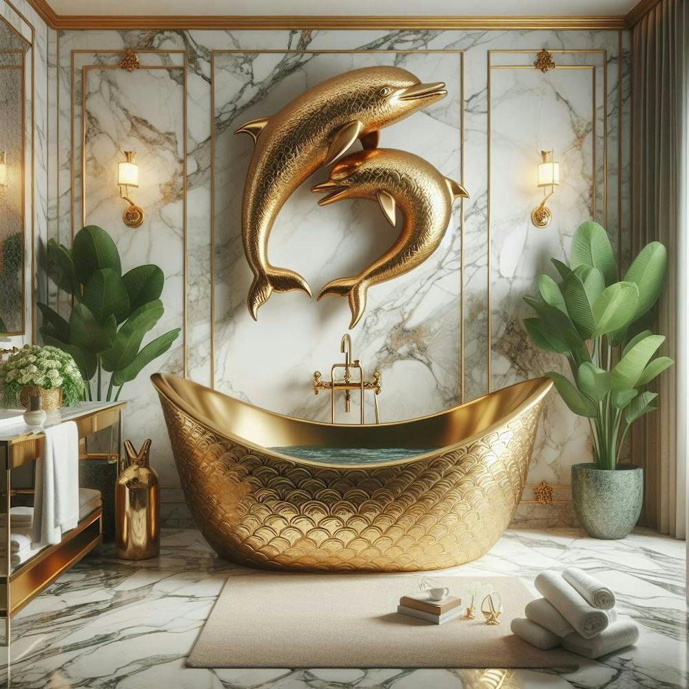 Dauphins Dorés Dans la Salle de Bain