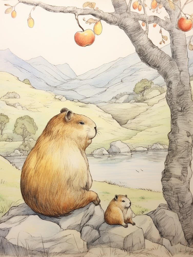 Storybook Animal Watercolour Capybara 2