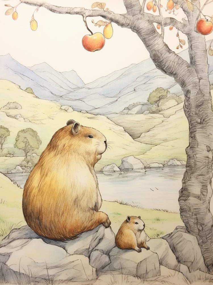 Storybook Animal Watercolour Capybara 2