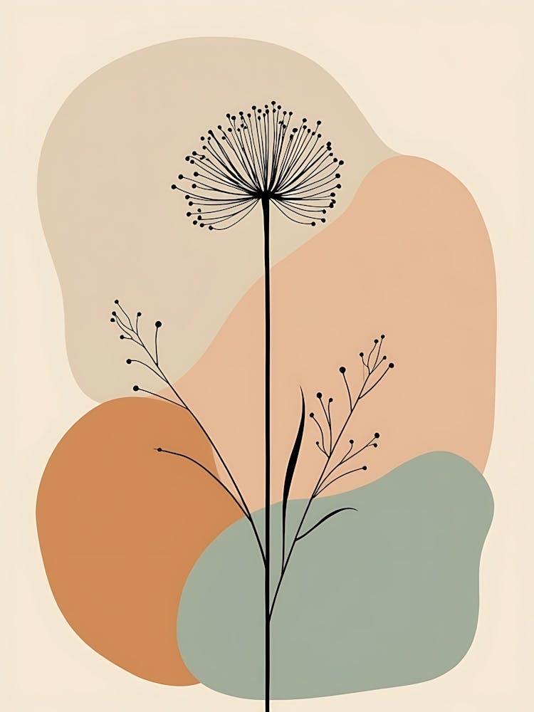 Calming Botanical Leaves with Neutral Hues