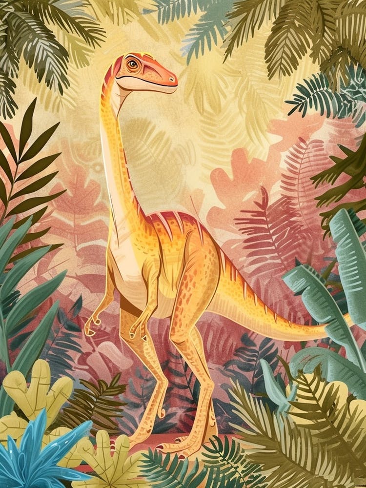 Neutraler Pastell-Dinosaurier Im Dschungel