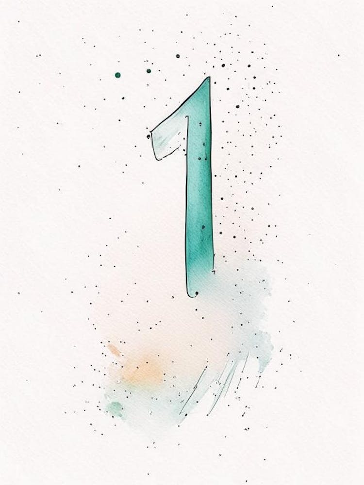 1, Number, Education Minimalist Watercolour 1