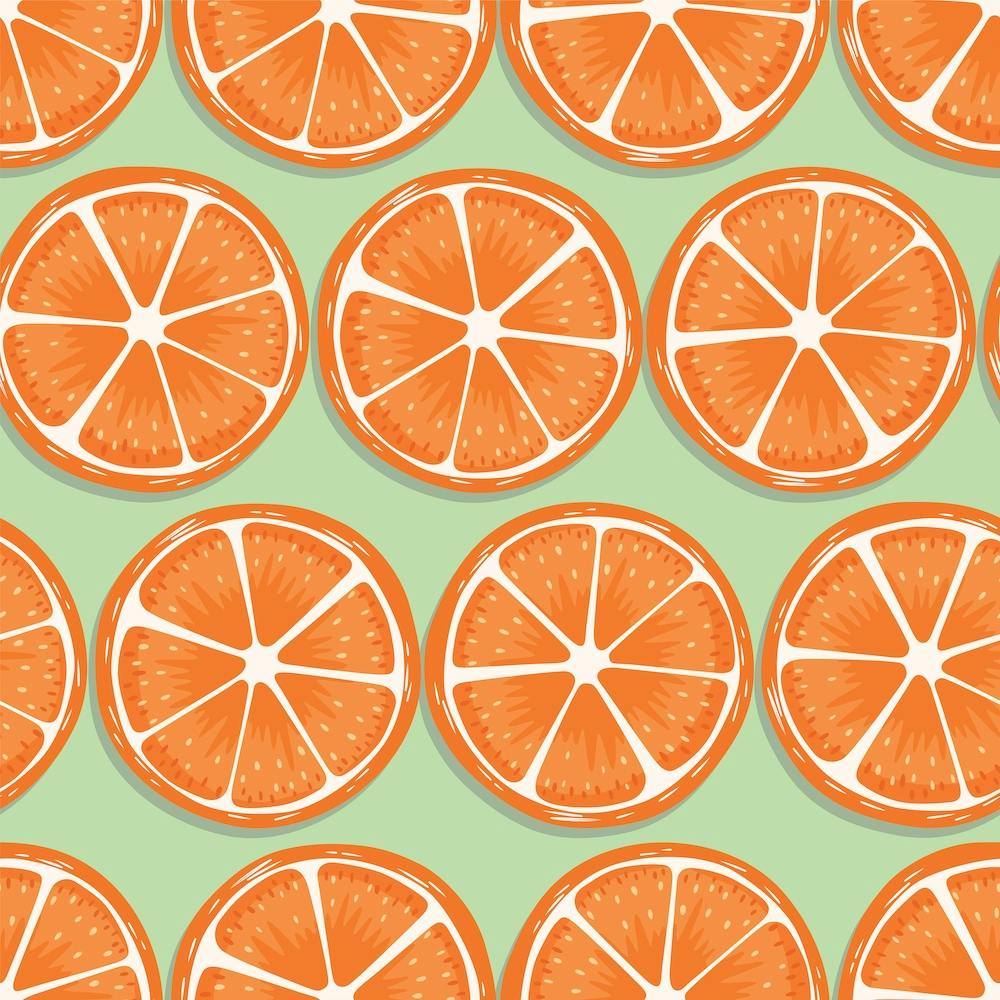 Orange Slices Pattern On Pastel Green Square