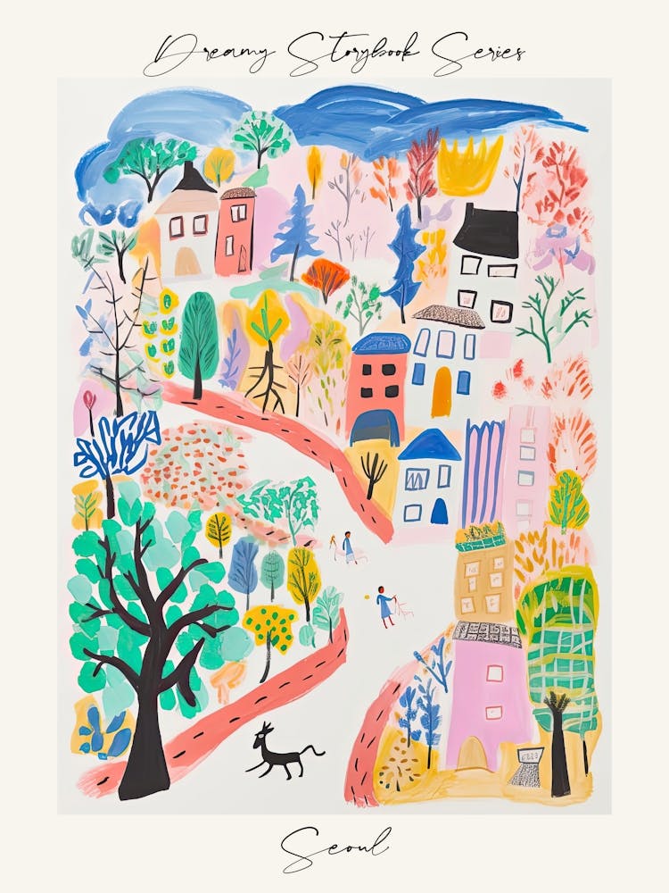 Poster von Seoul, verträumte Märchenbuch-Illustration 2