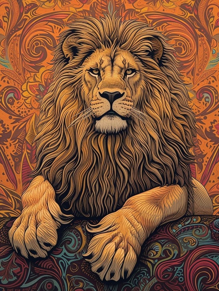 Barbary Lion Relief Illustration Male 1