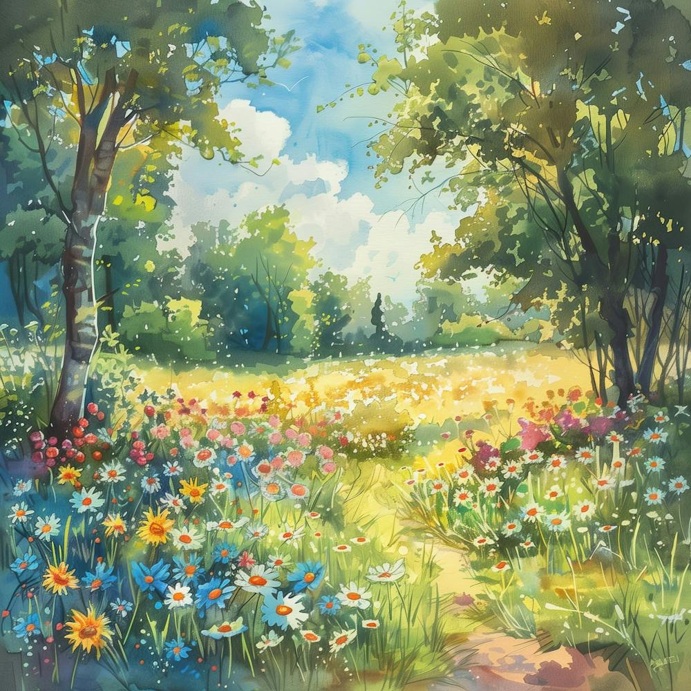 Watercolor Of A Meadow