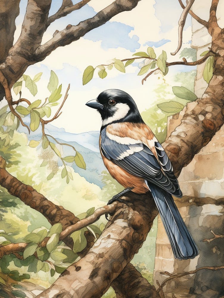 Storybook Animal Watercolour Magpie 1