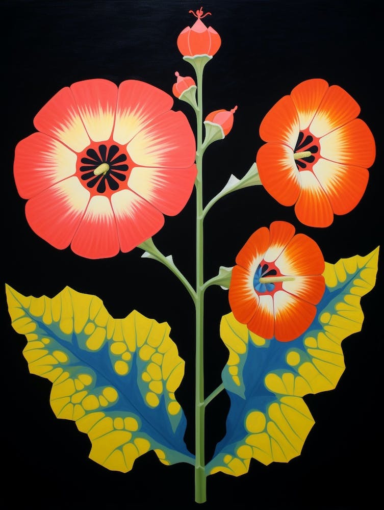 Hollyhock 2 Hilma Af Klint Inspired Flower Illustration