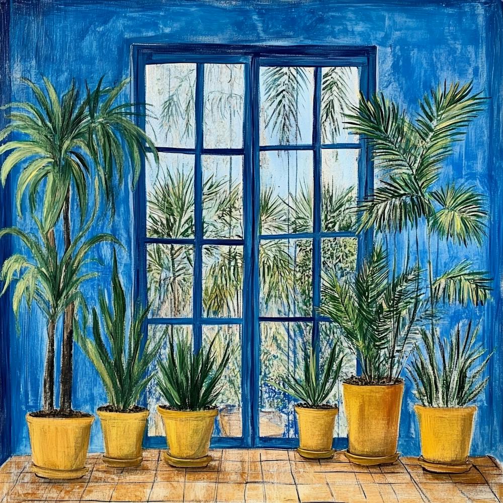 Potted Plants In Front Of Window Art