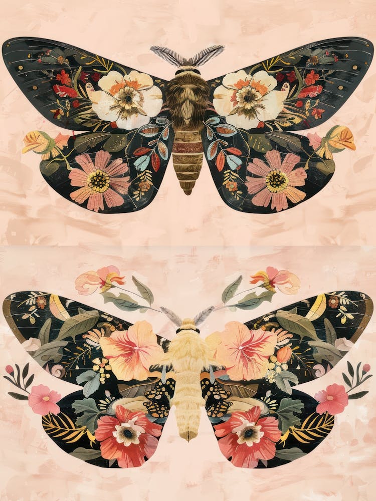 Pink Shades Butterfly William Morris Style 1