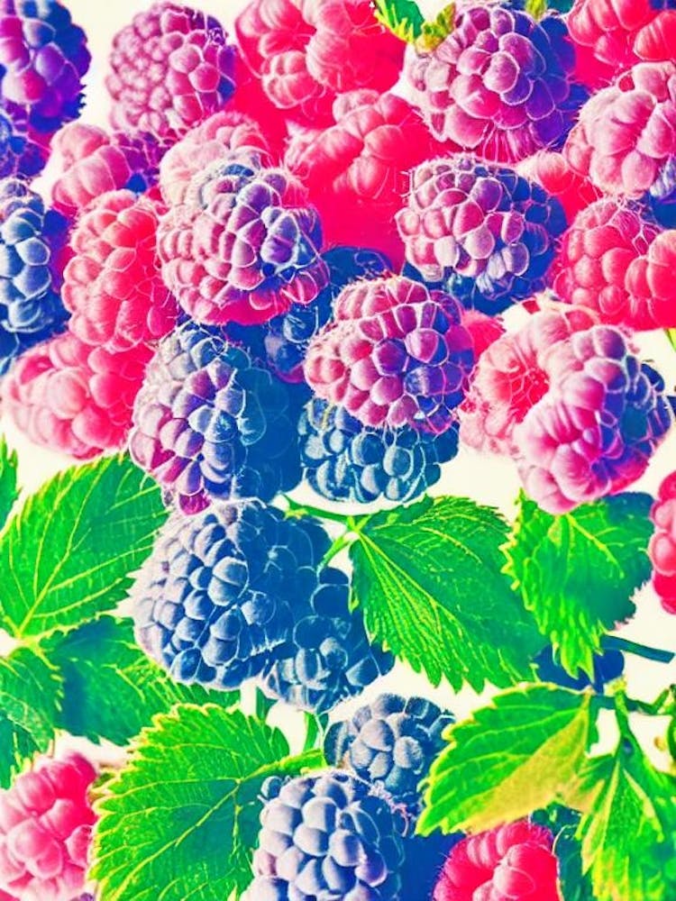 Raspberry 1 Risograph Retro Poster Fruit