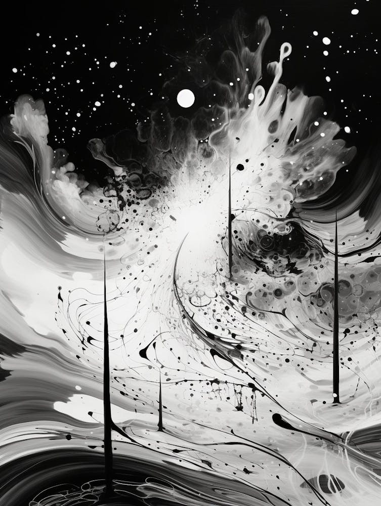 Celestial Whsipers Abstract Black And White 4