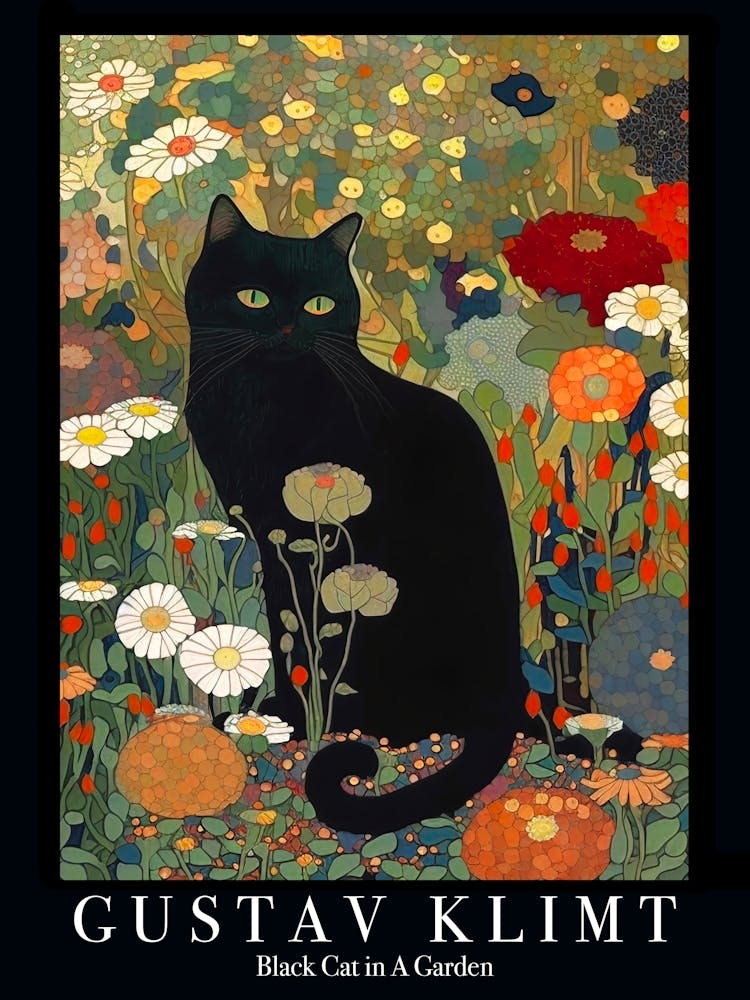 Klimt Black Cat In A Garden Museum Dark