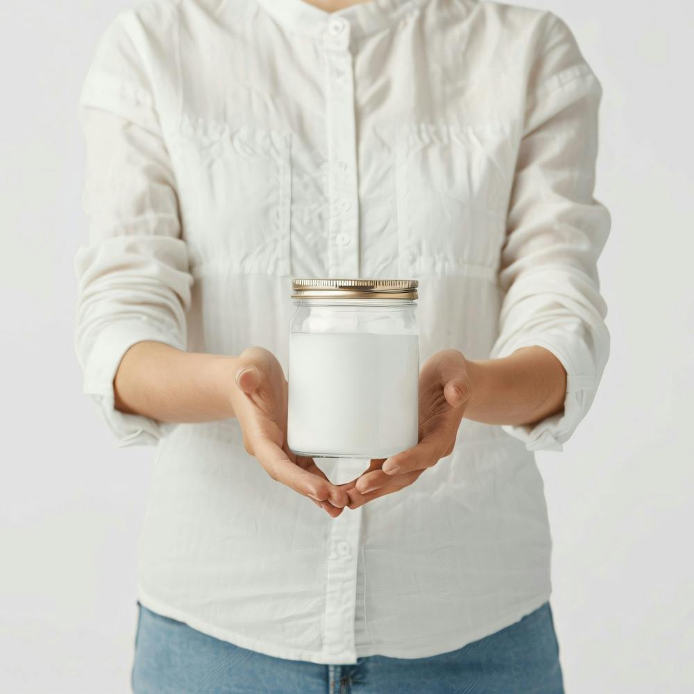 Woman Holding Jar Of Milk