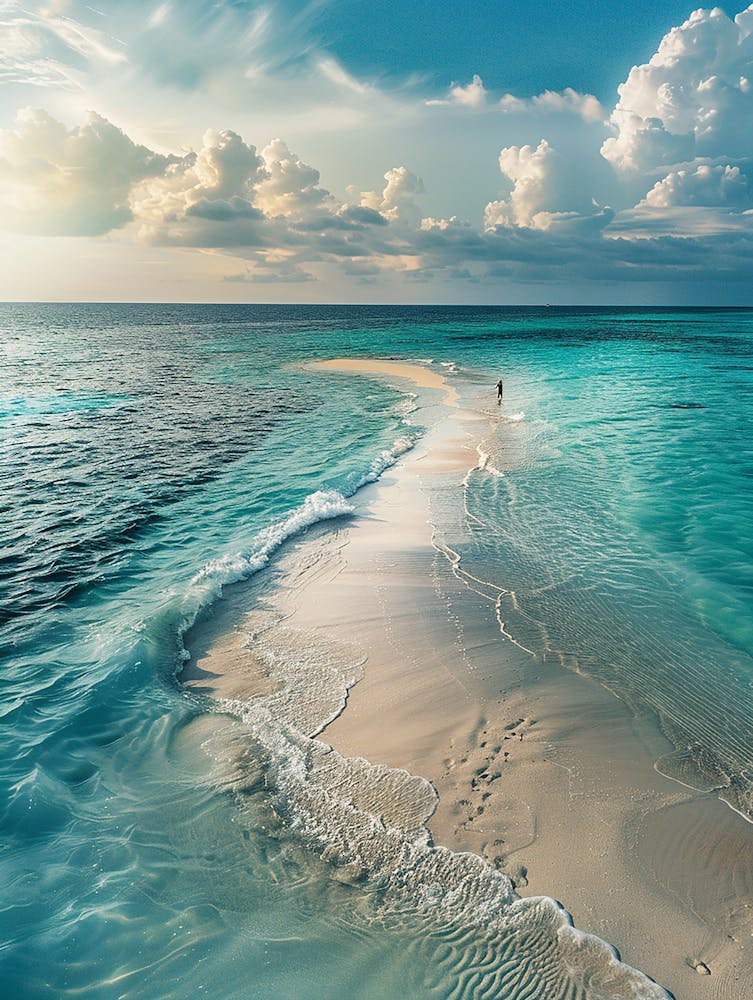 Sand Beach At Sunset