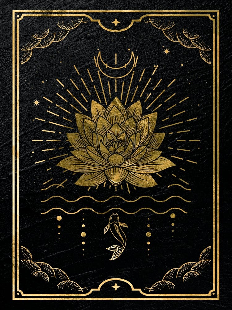Gold Mystical Tarot: Lotus flower