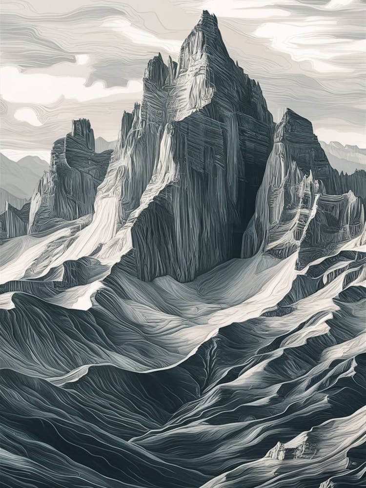 Majestic Mountain Range with Jagged Peaks and Sweeping Valleys 1