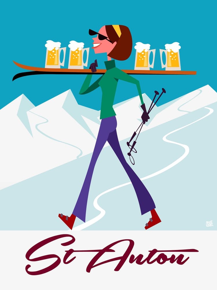 St Anton Ski Poster Teal & Mint