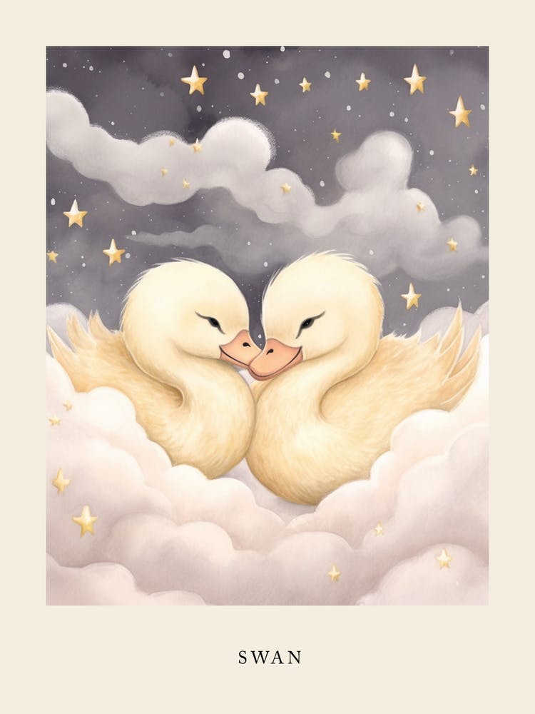 Sleeping Baby Swan Nursery Poster