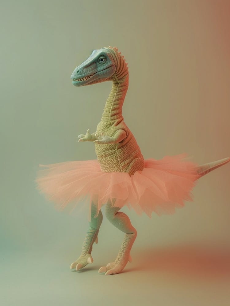 Toy Pastel Dinosaur Dancing In A Tutu 2
