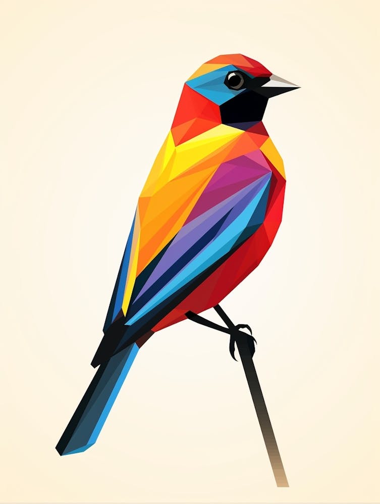 Colourful Geometric Bird Cowbird 3