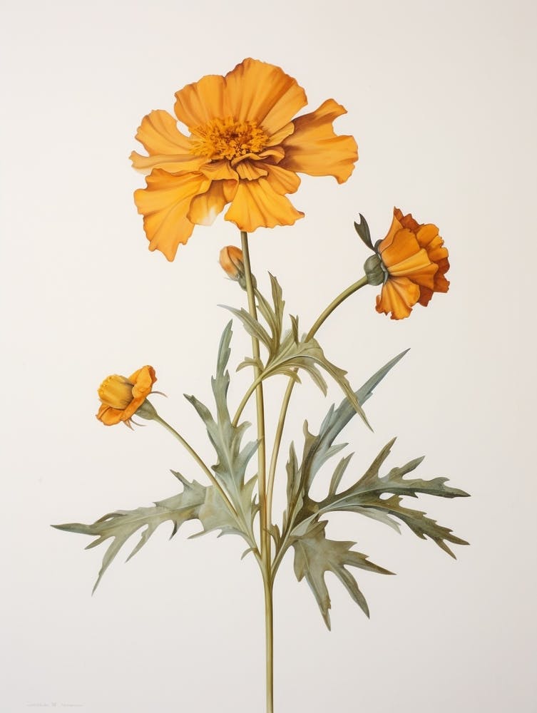 Pressed Flower Botanical Art Marigold 2