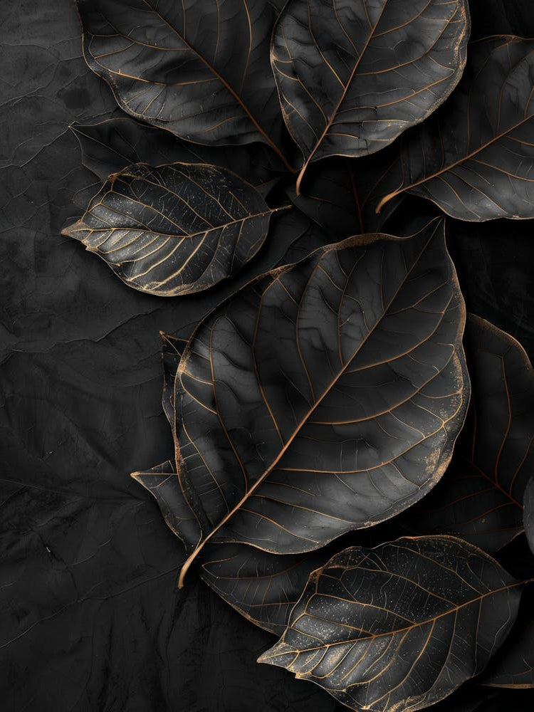 Black Leaves On A Black Background 1