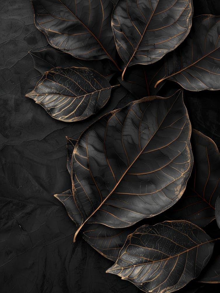 Black Leaves On A Black Background 1