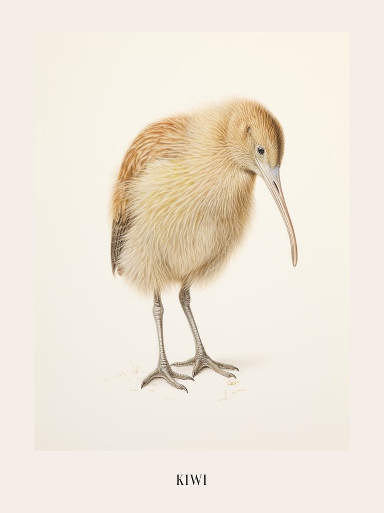 Vintage Bird Drawing Kiwi Poster