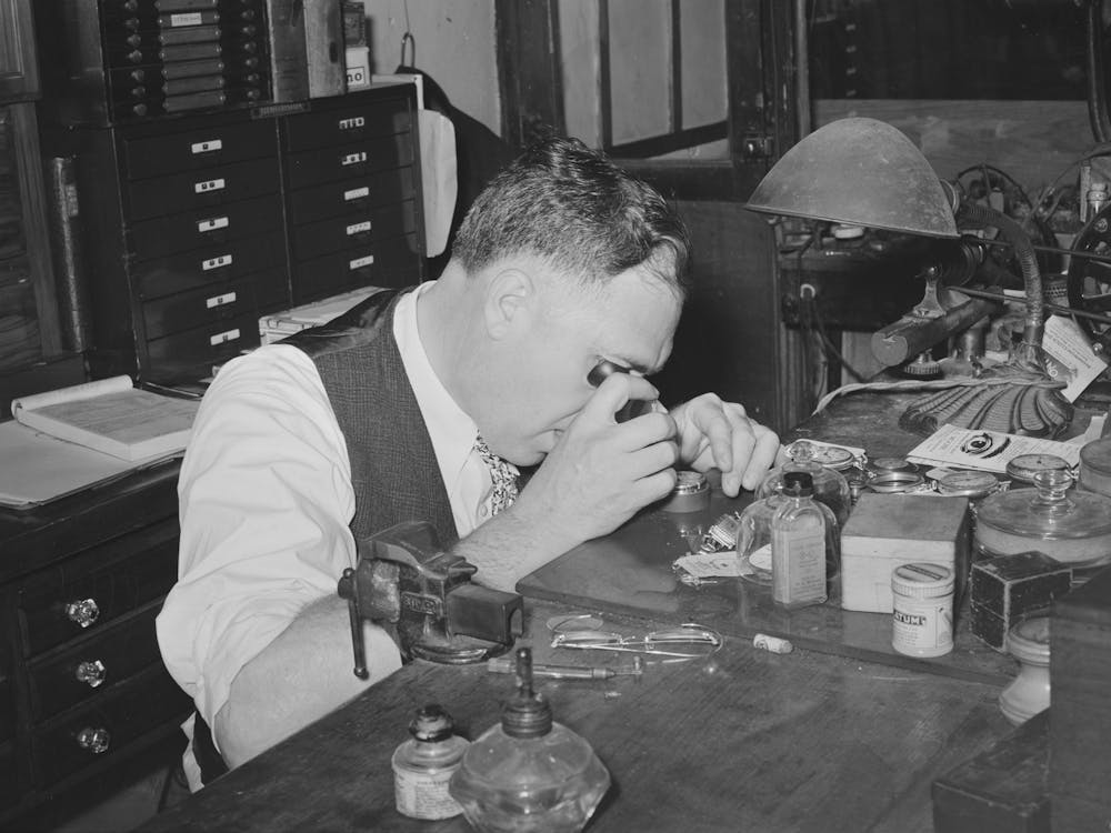 Jewler Repairing A Watch, San Augustine, Texas By Russell Lee
