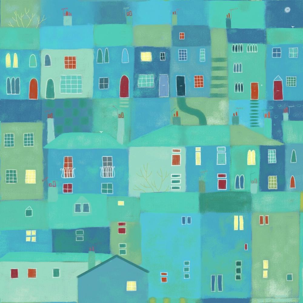 Blue Town From The Steps Cityscape