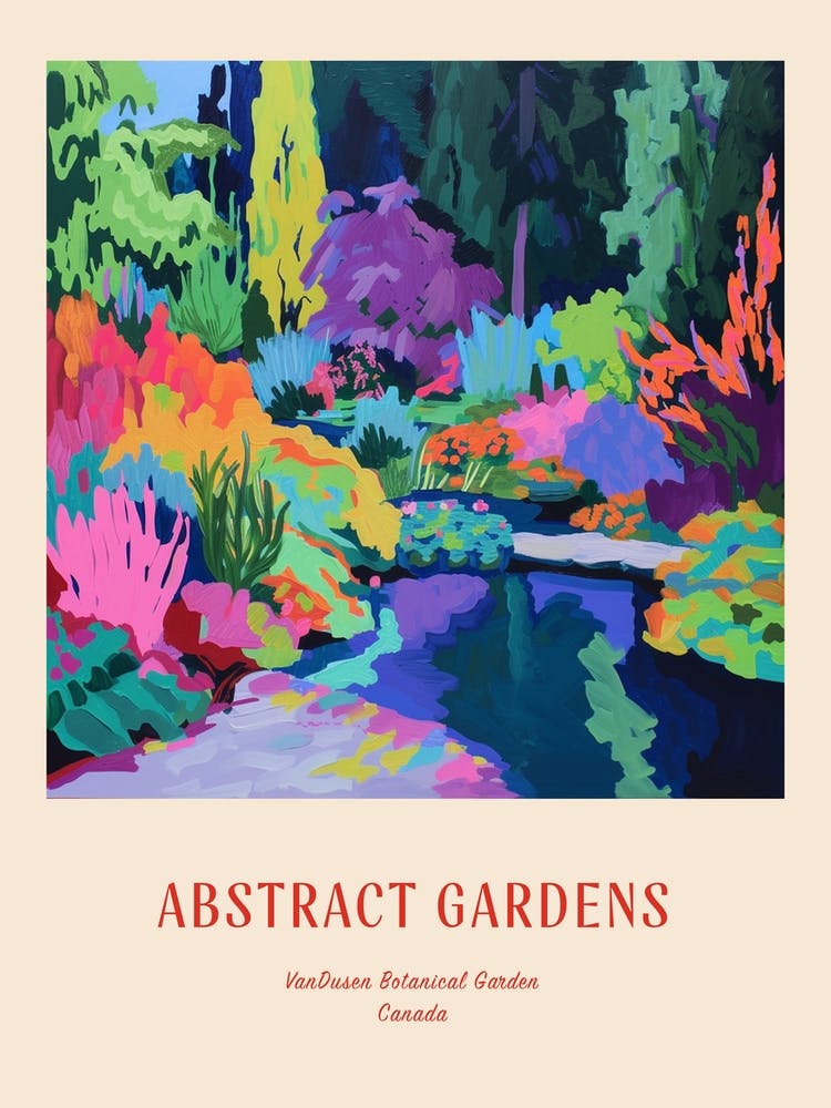 Colourful Gardens Vandusen Botanical Garden Canada 1 Red Poster