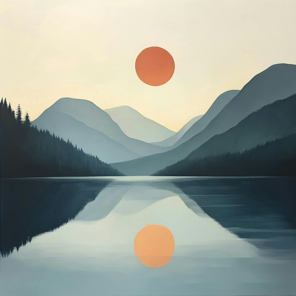 Sunset Over A Lake Art