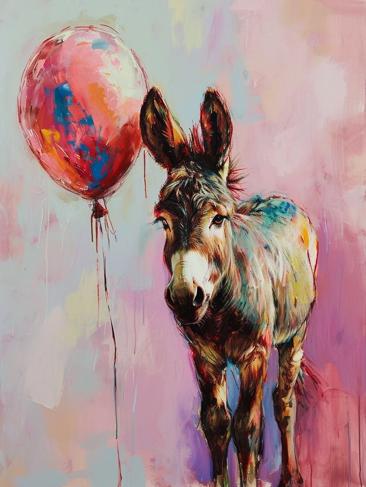 Cute Donkey 4 With Balloon