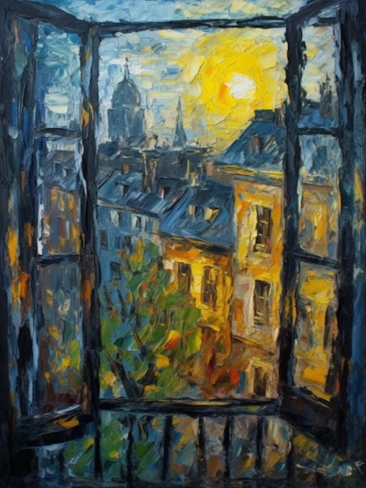 Window View Of Paris In The Style Of Expressionism 1