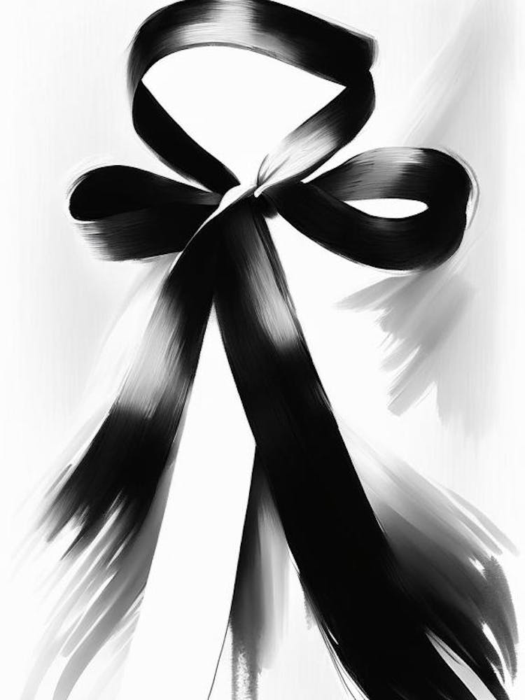 Hope Ribbon Symbol Black And White Painting