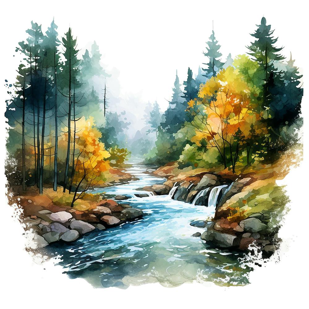 Watercolor Of A River 8
