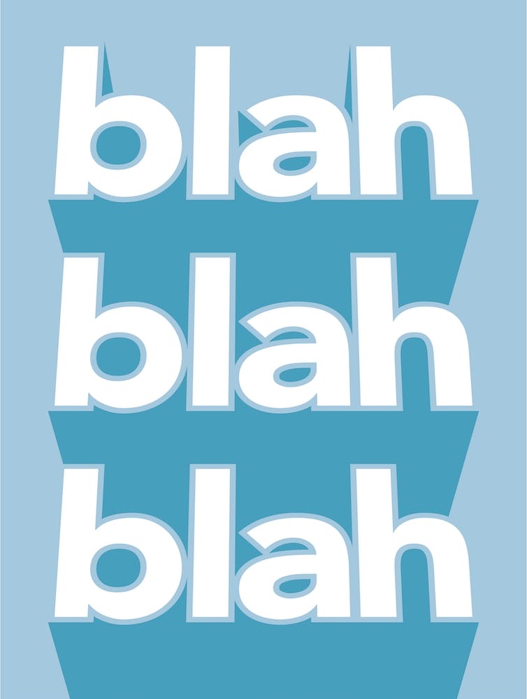 Blah Blah Blah typography in blue