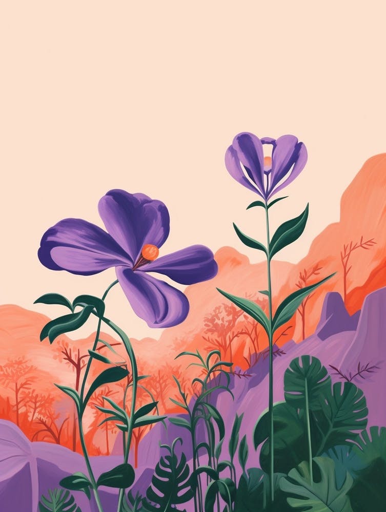 Boho Wildflower Painting Birds Foot Violet 1