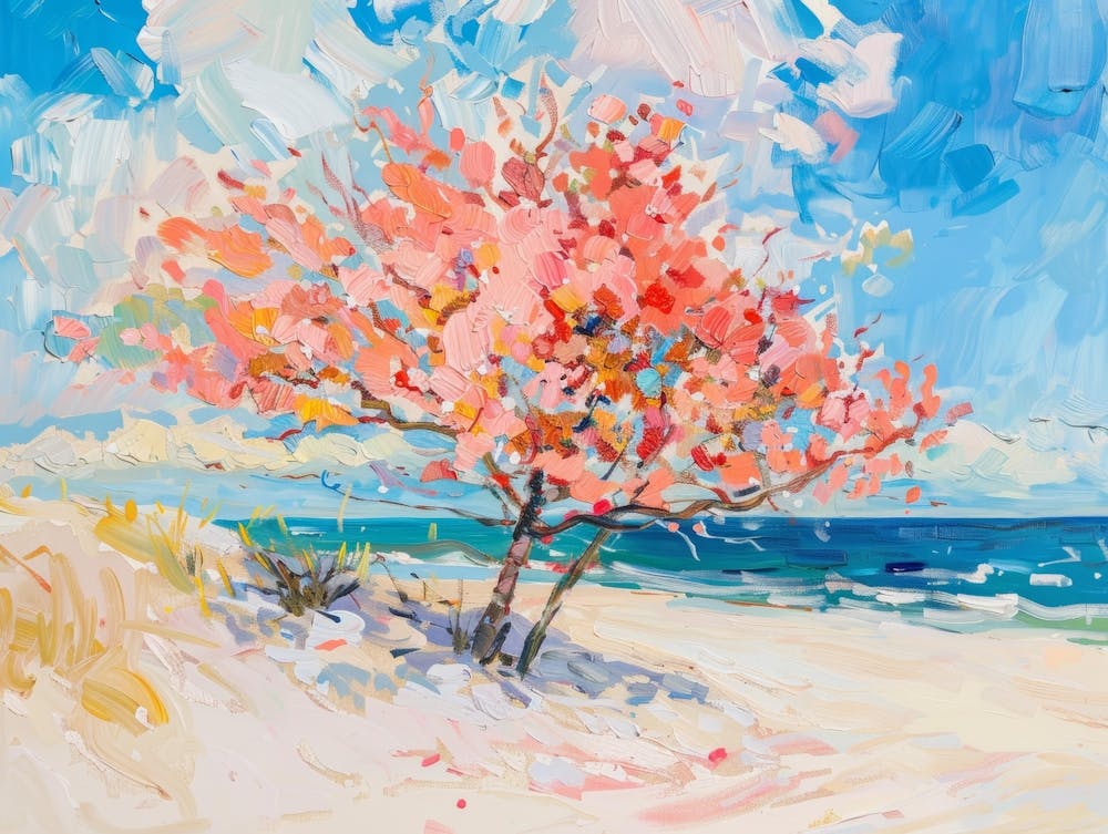 Blossom Tree On The Beach