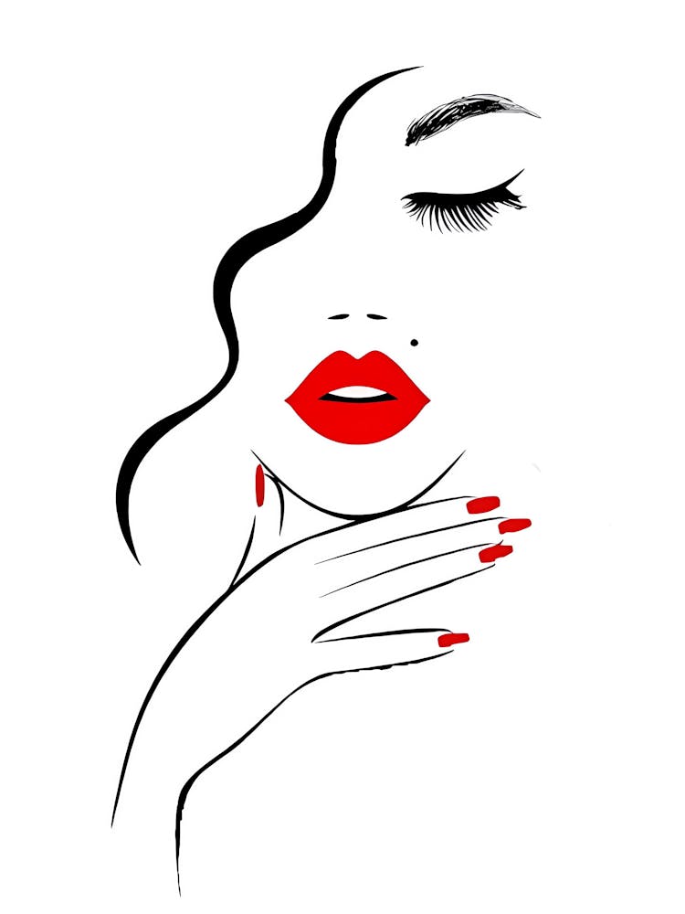 Woman With Red Lips