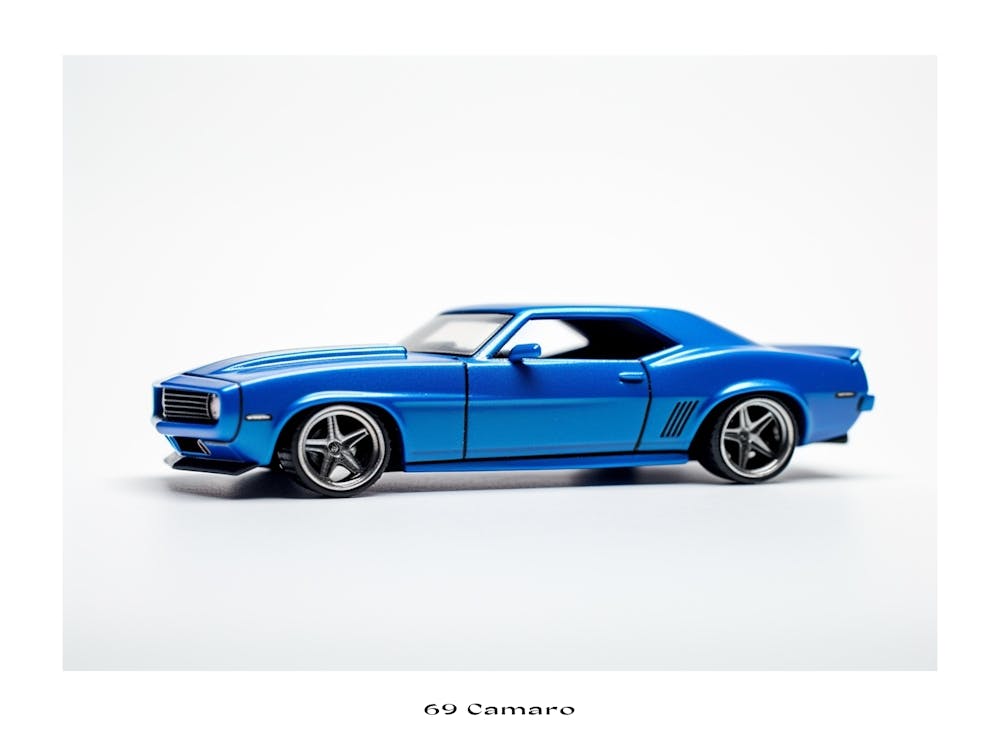 Toy Car 69 Camaro Blue Poster